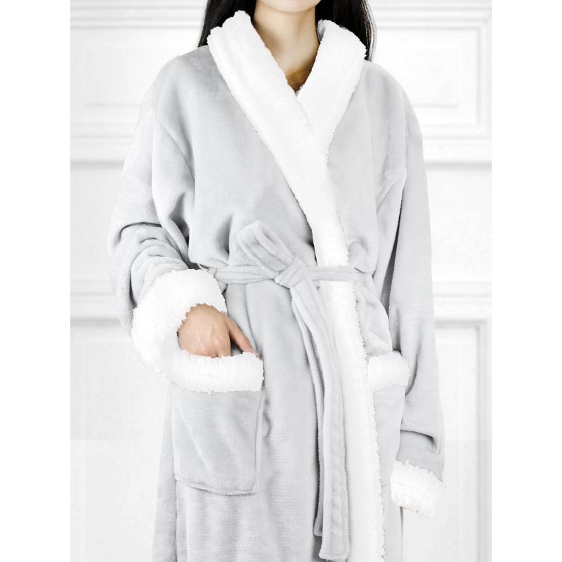 PAVILIA Soft Plush Women Fleece Robe, Cozy Warm Housecoat Bathrobe, Fuzzy Female Long Spa Robes, 3 of 8