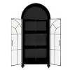 Modern Arched Console Bookshelf,Kitchen Pantry Storage Cabinet with Glass Doors,Freestanding Bookcase for Dining Room Entryway-Baofuwish - 3 of 4