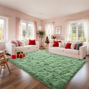 Blush Pink Shag Rug Ultra Soft 1.7in Thick Extra Large Non-Slip Mat for Bedroom or Living Room - 1 of 4