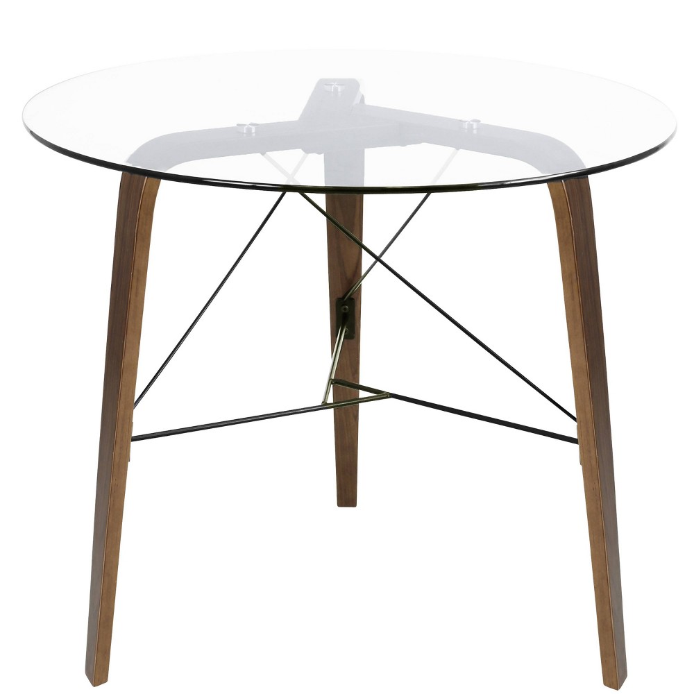 Photos - Dining Table 34" Trilogy Round  Walnut/Clear Glass - LumiSource