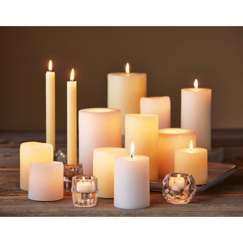 tagltd Chapel Mini Pillar 2x2 White Candles Set Of 4 Unscented Paraffin Wax Drip-Free Long Burning 12 Hours For Home Decor Wedding Parties, 4 of 5