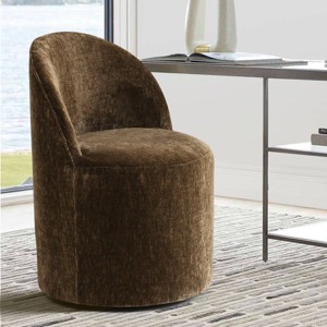 Best Home Office Chair with Wheels Chenille Barrel Upholstered Office Chair Armless for Home Office,Living Room-Tanpinhause - 1 of 4