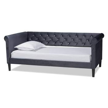 Cora Velvet Fabric Upholstered and Wood Daybed - Baxton Studio