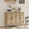 Sideboard Buffet Cabinet, 4 Rattan Doors Accent Storage Cabinet - 3 of 4