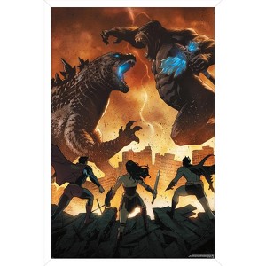 Trends International Justice League vs. Godzilla vs. Kong - Fight Framed Wall Poster Prints - 1 of 4