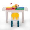 DOMETOUR All-in-One Kids Activity Table and Chairs Set, Building Block Table with 100Pcs DIY Blocks Toys, Study Desk for Toddlers - 4 of 4
