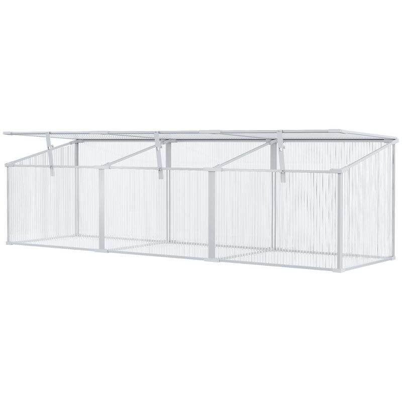 Outsunny Aluminum Vented Cold Frame Mini Greenhouse Kit with Adjustable Roof, Polycarbonate Panels, & Strong Design, 4 of 7