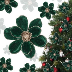 COZONY 24PCS Velvet Poinsettia Flowers with Glitter, 6.3 Inch Artificial Christmas Flowers for Wreaths Crafts Centerpieces Holiday Decor - 1 of 4