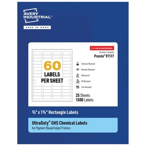 Avery UltraDuty GHS Labels, Waterproof, 2/3" x 1-3/4" Inch Rectangle Printable Labels, for Use with Pigment Inkjet Printers - 1 of 4