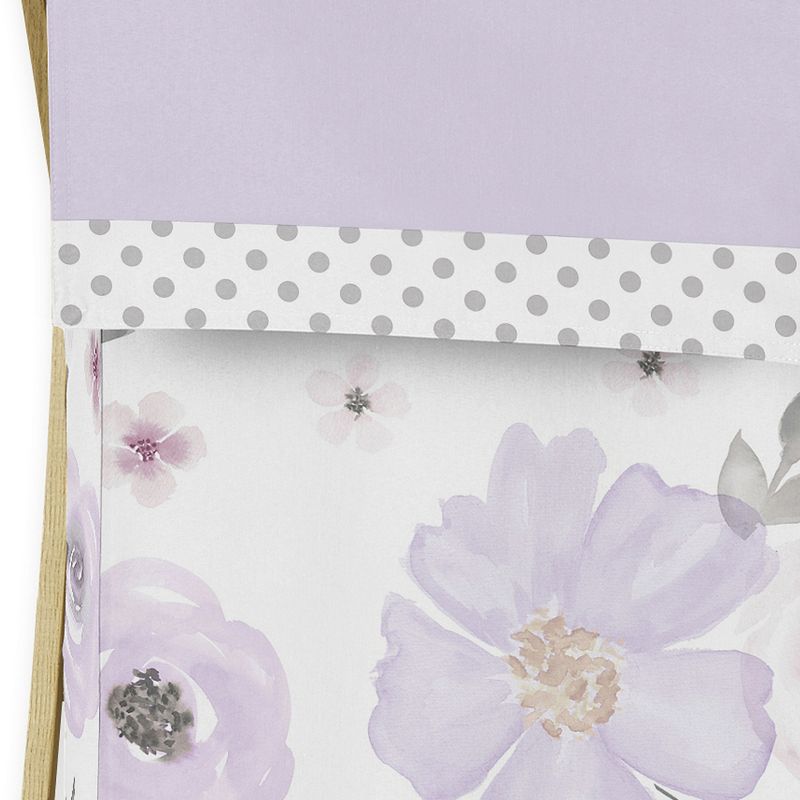Sweet Jojo Designs Girl Laundry Hamper Watercolor Floral Purple Pink and Grey, 4 of 7
