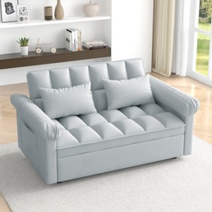 GDFStudio Sylvia Modern Convertible Flannel Full Size Sleeper Loveseat with Adjsutable Back - 1 of 4