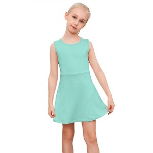 Girls Tennis Dress with Built-in Shorts Girls Athletic Dress Sleeveless A Line Tennis Dress Pleated Girls Golf Dress - 1 of 4