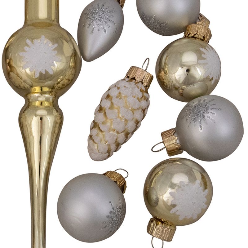 Northlight 15ct Gold 2-Finish Glass Christmas Tree Topper and Ornament Set 5.5", 2 of 4