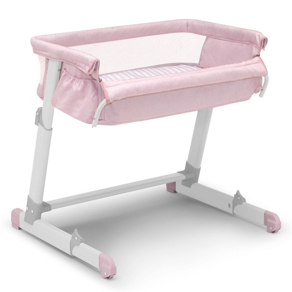 babyGap by Delta Children Whisper Bedside Bassinet Sleeper with Breathable Mesh and Adjustable Heights - Pink Stripes -  88964306