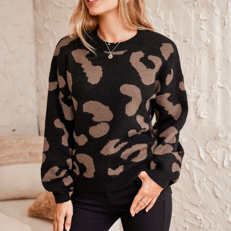 Women's Leopard Print Drop Sleeve Sweater - Cupshe, 3 of 8