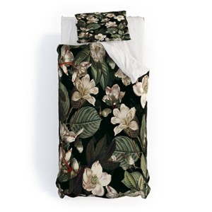 Deny Designs Twin/ Twin Extra Long Burcu Korkmazyurek Dark Garden Duvet Cover and Pillow Sham Black - 1 of 4