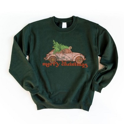 Simply Sage Market Women's Graphic Sweatshirt Merry Christmas Pink Car