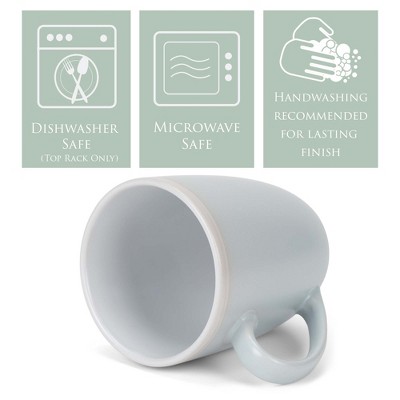 Pale Blue and White Ceramic 16oz Mug Set of 4