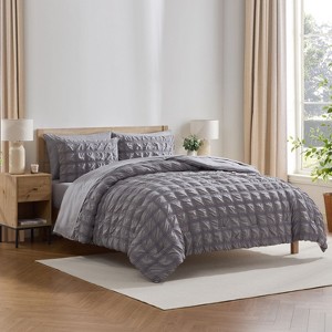 Nestl Bed in a Bag, 7pc Comforter Set Seersucker Design, Modern Comforter Sets with Sheets, Bed in a Bag Bed Set - 1 of 4