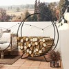 Outsunny Firewood Rack with Cover, Waterproof Log Rack, Heavy Duty Wood Storage Hoop Stand for Indoor Outdoor Fireplace, Firepit, Black - 2 of 4