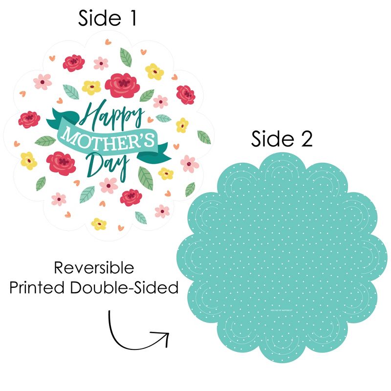 Big Dot of Happiness Colorful Floral Happy Mother's Day - We Love Mom Party Round Table Decorations - Paper Chargers - Place Setting For 12, 4 of 10