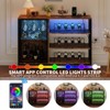 Industrial Coffee Bar Cabinet with Led Lights and Power Outlets, Wood Liquor Cabinet , Glass Holders & Storage - 4 of 4