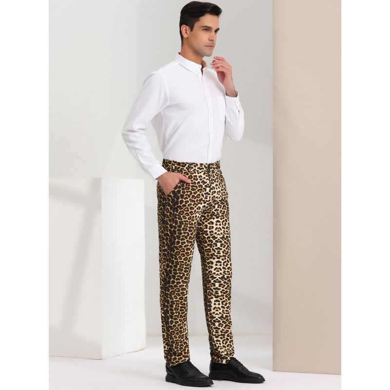 Lars Amadeus Men's Flat Front Party Prom Animal Printed Pants, 4 of 7