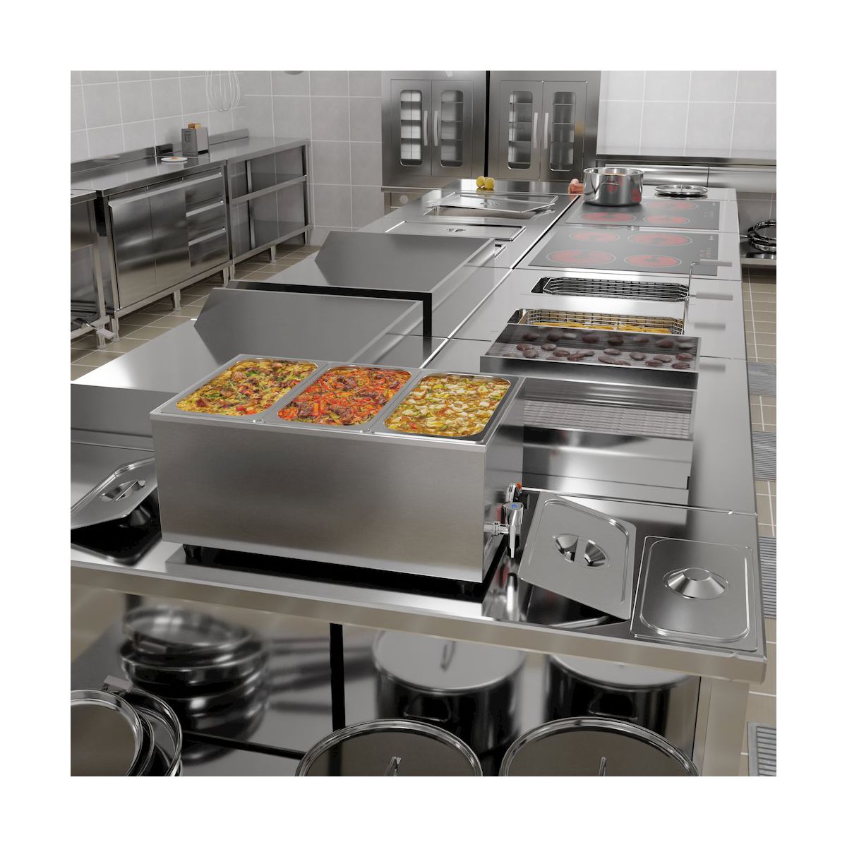Koolmore 6 Qt. Three-Section Electric Countertop Food Warmer With Faucet - thumbnail 10
