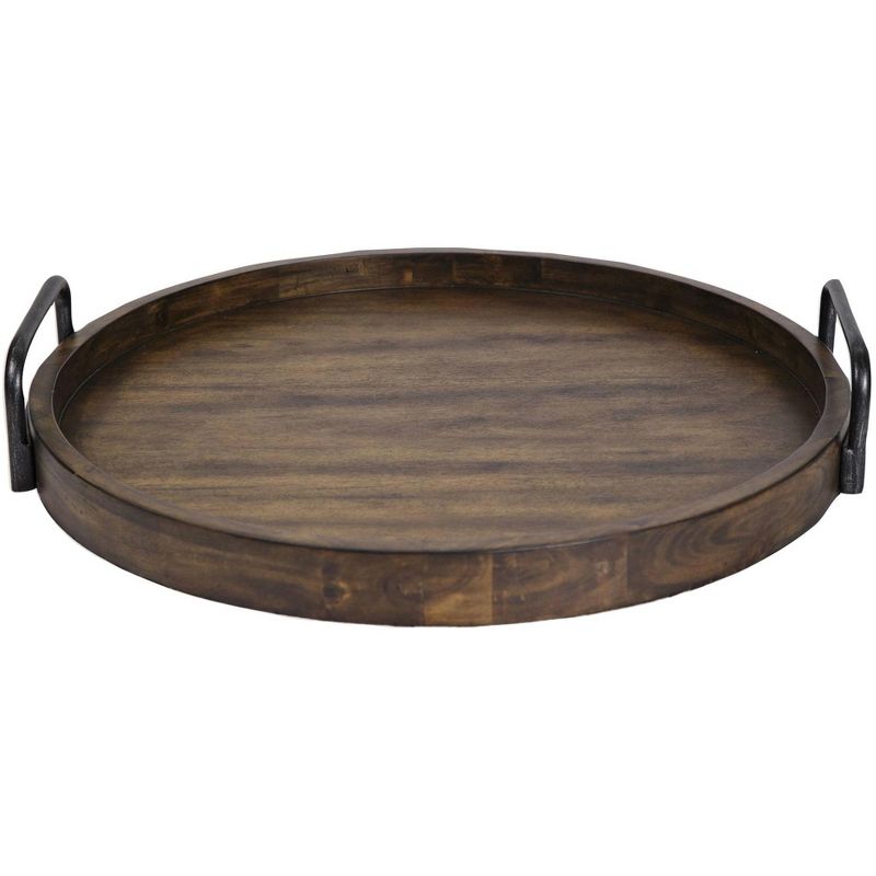Uttermost Reine Acacia Wood Round Tray with Handles, 1 of 2