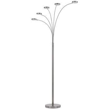 82" 5-Arm Metal LED Arc Floor Lamp (Includes CFL Light Bulb) Brushed Steel - Cal Lighting