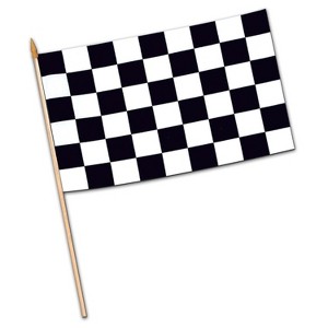 Beistle 11" x 18" Rayon Checkered Flag; Black/White 6/Pack 50992 - 1 of 1