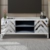 Sapphtopaz Mirrored TV Stand for TVs Diamond Storage Cabinet with Shelf and Mirror Doors Console Table for Living Room, Silver - 4 of 4