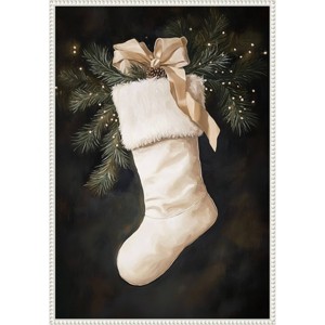 Amanti Art 23"x33" Christmas Stocking Pine Ribbon Melloi Framed Canvas Wall Art - 1 of 4
