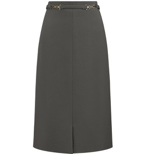 INSPIRE CHIC Women's Business Pencil High Waist Mental Decor Formal Work Midi Skirts - 1 of 4