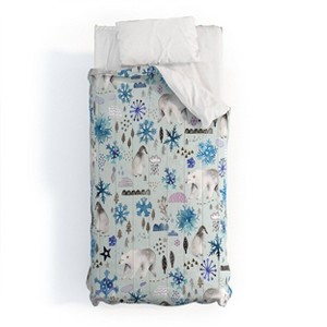 Deny Designs Twin/ Twin Extra Long Ninola Design Comforter and Pillow Sham White - 1 of 4