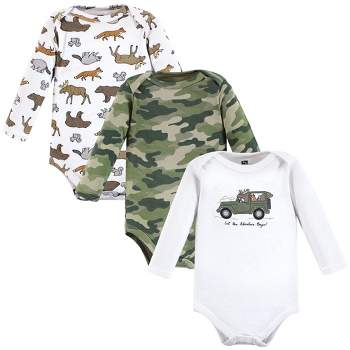 Hudson Baby Infant Boy Cotton Long-Sleeve Bodysuits, Animal Adventure 3-Pack