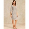 INSPIRE CHIC Women's Elegant Work 3/4 Sleeve Plaid Tweed Bodycon Dresses - 3 of 4