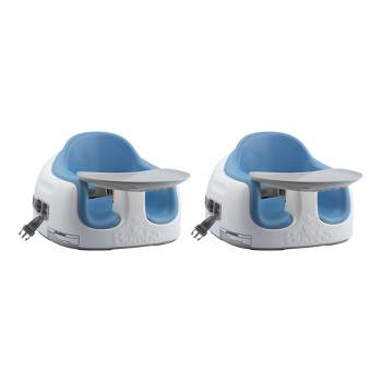 Bumbo Adjustable Height 3 In 1 Multi Seat, Non Slip Booster, Baby Chair for Eating and Chair for Toddlers with Removable Tray, Powder Blue (2 Pack)
