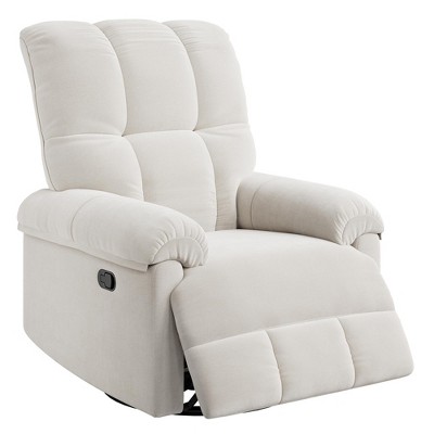 Manual Recliner Chair, Swivel Rocker Chair for Adults, Ergonomic High Back Silent Nursery Glider, Upholstered Fabric Reclining Sofa Chair
