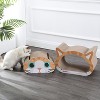 Opal Modern Cardboard Happy Cat Head 2-in-1 Cat Cave Scratcher with Built-In Bell Toys and Catnip - image 2 of 4