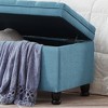 45.00"Upholstered tufted button storage bench ,Linen fabric entry bench with spindle wooden legs, Bed bench- Dark Gray - 4 of 4