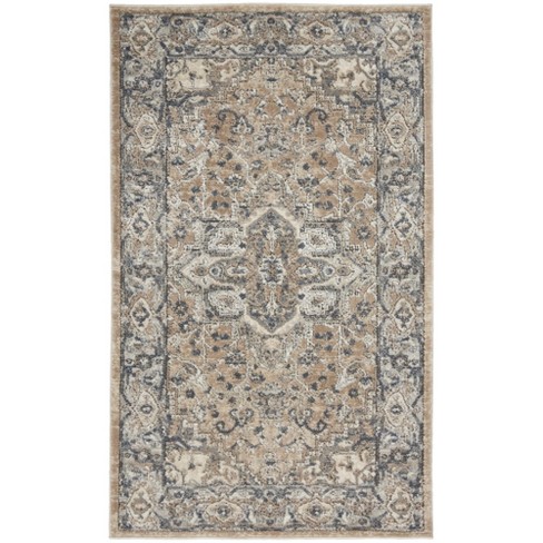 Nourison Concerto Center Medallion Indoor Rug Beige Grey 3' X 5' : Target