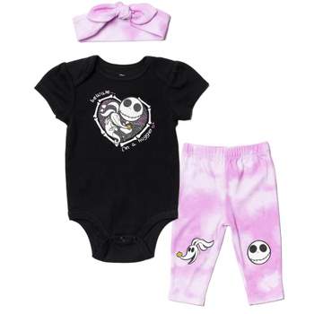 Disney Nightmare Before Christmas Zero Jack Skellington Infant Baby Girls Bodysuit Pants and Headband Set 24 Months