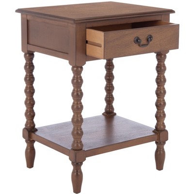 Athena Medium Brown Pinewood Accent Table with Storage