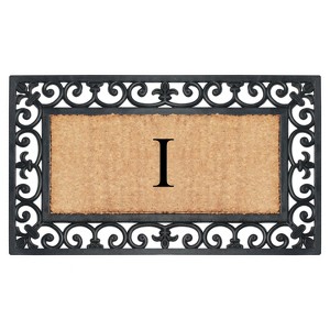 A1HC Natural Rubber & Coir 18x30, Monogrammed Doormat For Outdoor Entrance, Anti-Shed Treated Mat - 1 of 4