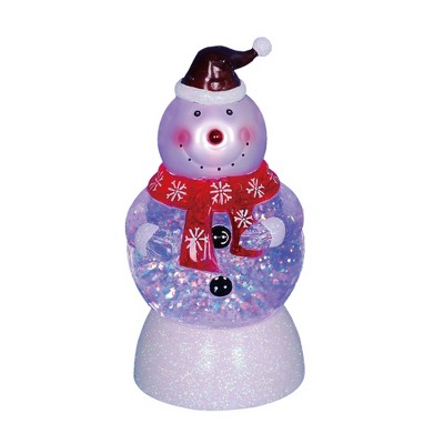 Northlight 7.5" LED Lighted Color-Changing Snowman with Santa Hat Snow Globe Christmas Figure