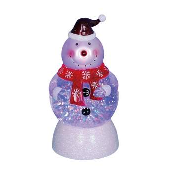 Northlight 7.5" LED Lighted Color-Changing Snowman with Santa Hat Snow Globe Christmas Figure
