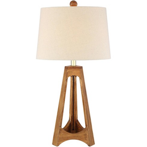 360 Lighting Archie Modern Mid Century Table Lamp 27 1/2 Tall Wood Tripod  Off White Oatmeal Drum Shade for Bedroom Living Room Bedside Nightstand