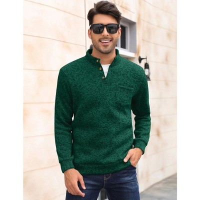 WhizMax Men's Casual Henley Pullover Sweater Slim Fit Knitted Thermal Fleece Polo Sweatshirt