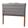 Baxton Studio King Georgia Fabric and Wood Headboard Gray/Walnut Brown: Button-Tufted, Adjustable Height - 2 of 4